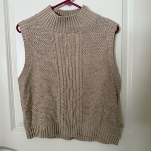 Women's Sleeveless Knit Sweater - Tan
